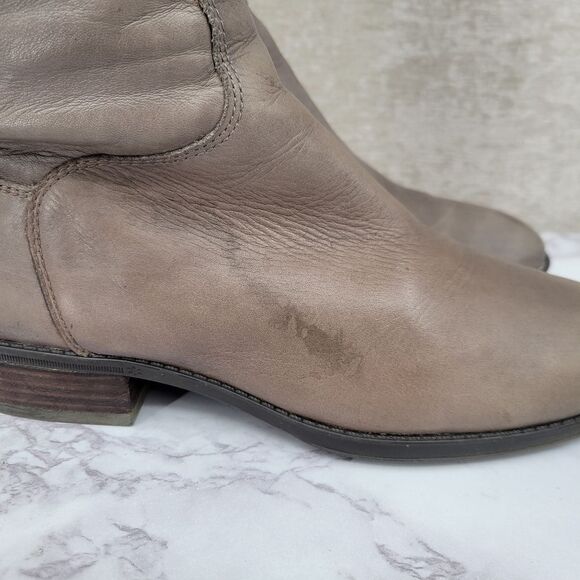 Sam Edelman Women's Penny Boot Size 7 Tall Gray Leather Knee High Riding Boots - Picture 5 of 15